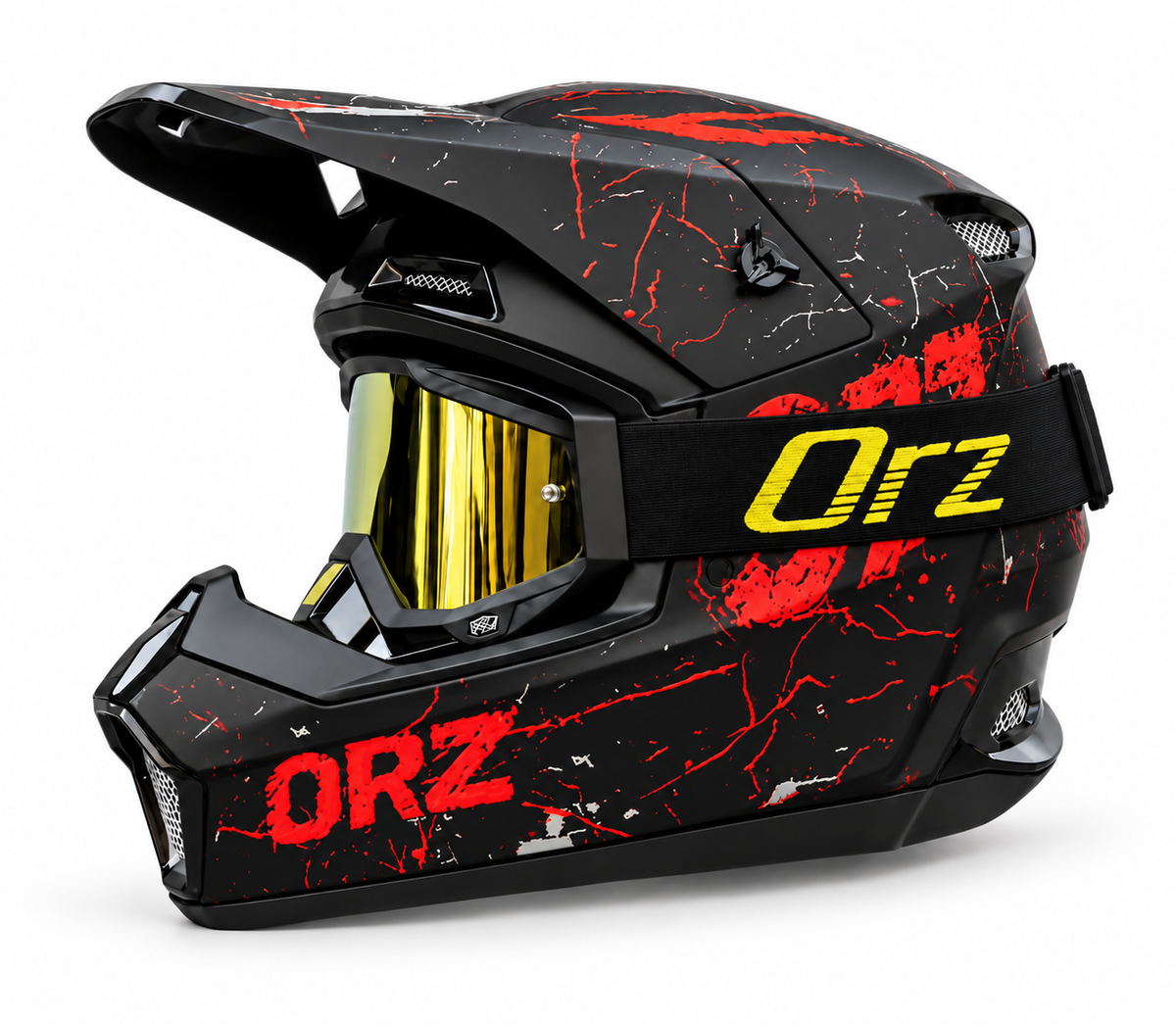 Capacete Cross + Óculos com lente espelhada