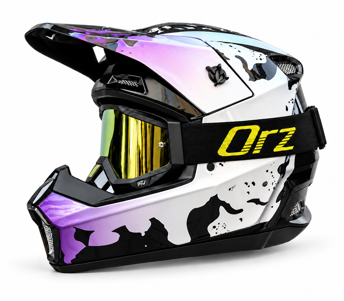 Capacete Cross + Óculos com lente espelhada