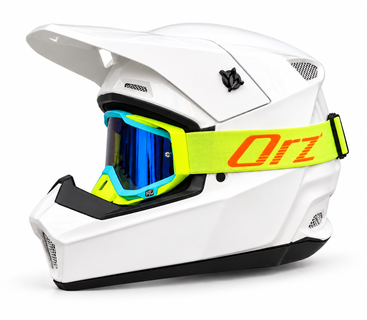 Capacete Cross + Óculos com lente espelhada
