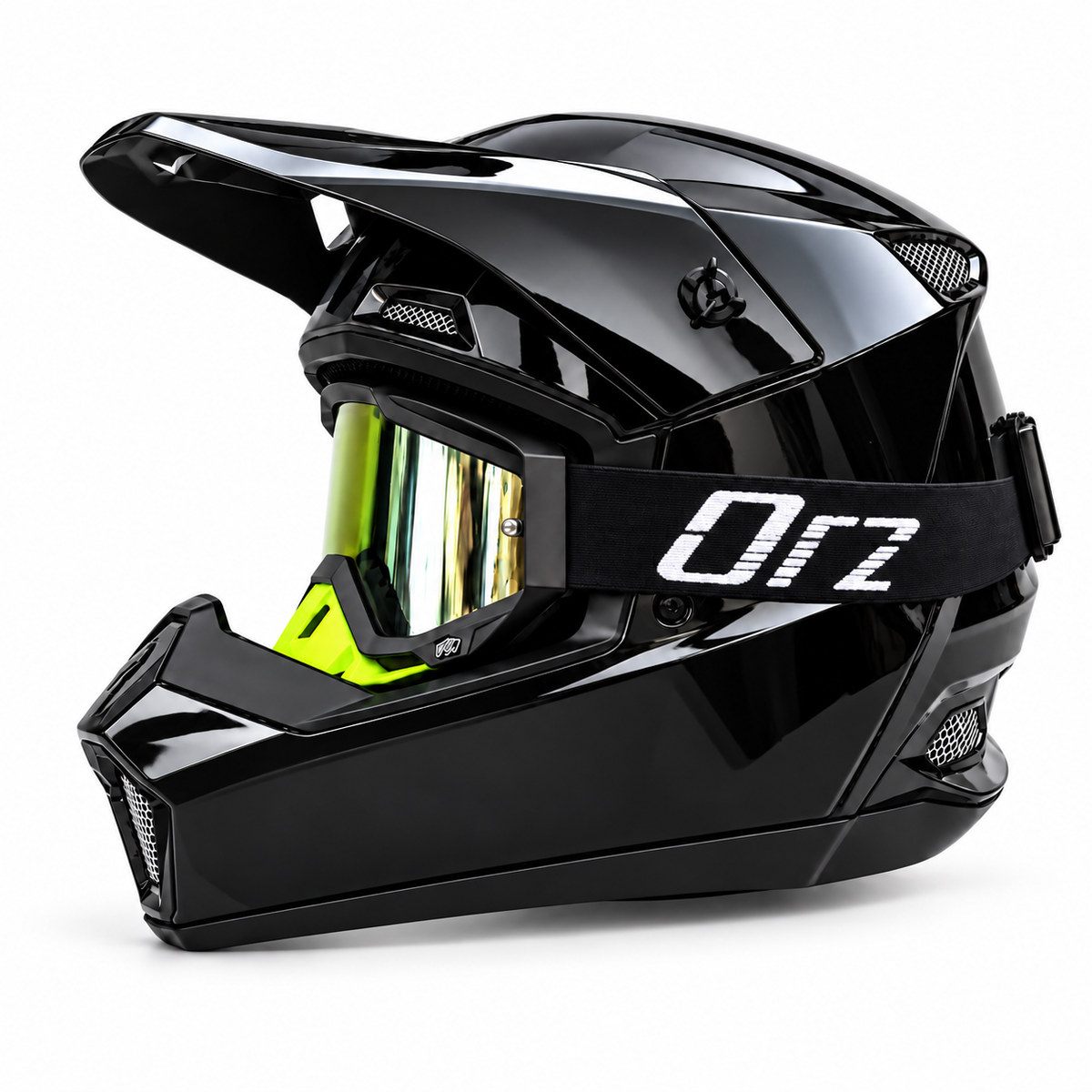 Capacete Cross + Óculos com lente espelhada