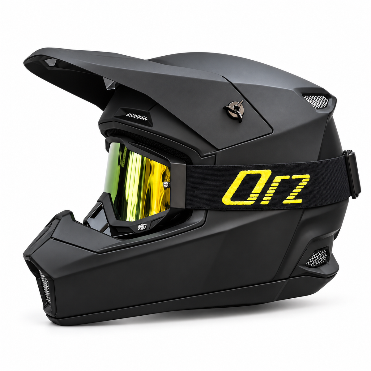 Capacete Cross + Óculos com lente espelhada
