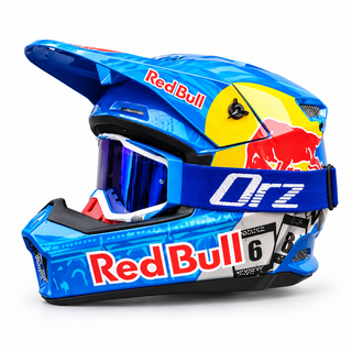 Capacete Cross + Óculos com lente espelhada
