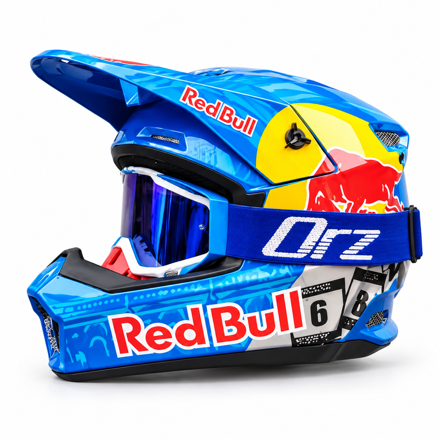 Capacete Cross + Óculos com lente espelhada